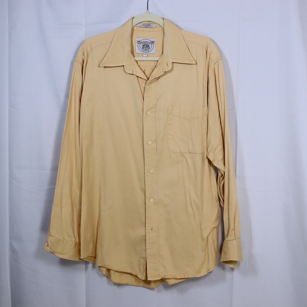 John Ashford Sport Button Down Mens Medium Yellow Cotton Long Sleeve Twill Shirt